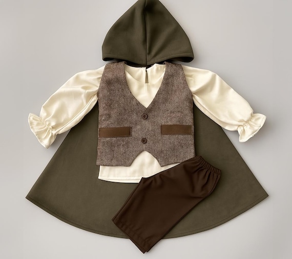 Handmade Renaissance Costume with Hooded Cloak: Medieval Outfit