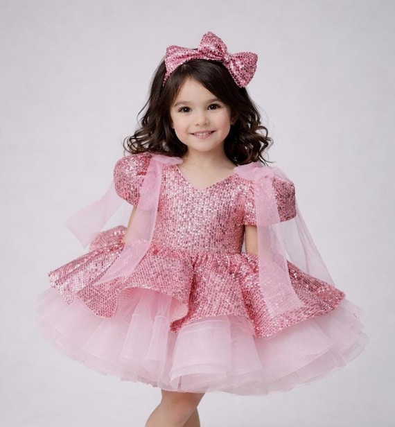 Sparkling Pink Tutu Dress: Baby First Birthday Outfit