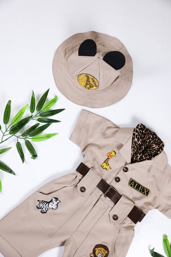 Personalized Beige Safari Outfit for Kids, Toddler One Piece Off Road-Savana Costume, Baby 1st Birthday Costume, Easter Theme, Safari Theme