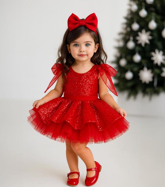 red sequin christmas dress Toddler Girl Tulle Dress: Handmade Holiday Outfit The heels will elongate