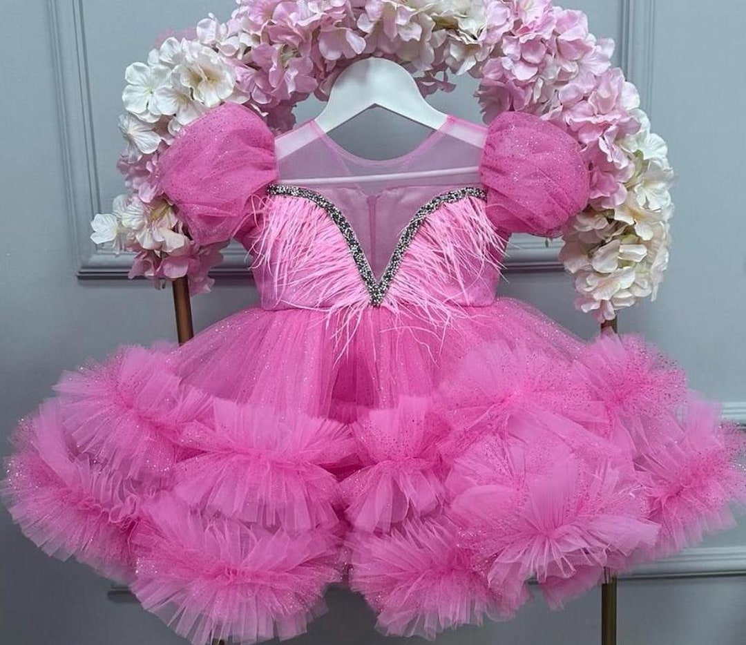New Good Lucking Dress For Baby Girl In Pink Color