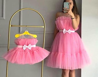 Pink Tulle Mom And Me Tutu Dresses: Matching Occasion Set