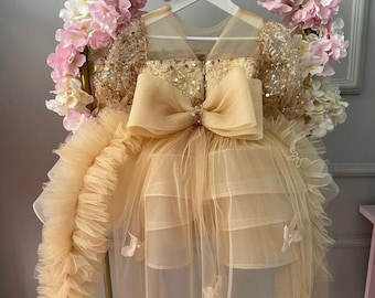 Robe De Fête Baby Lulu Taille 6 Rose à Volants - Occasion Excellent état, Pour Pâques Ou Anniversaire