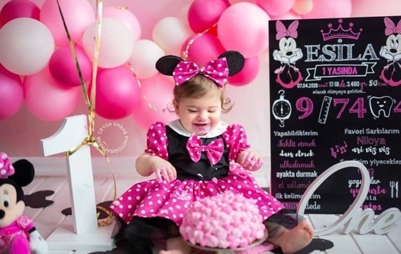 Pink Minnie Mouse Birthday Outfit,Pink Baby Tutu Dress,Baby Girl Dress,1stbirthday Costume,Photoshoot Costume