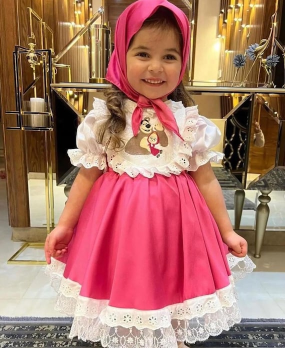 Masha And The Bear Costume Child Pink White Masha And The Bear Costume Child Pink White