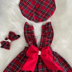 Red Plaid Christmas Dress, Toddler Birthday Dress, Red Tartan Dress, 1st Christmas Photoshoot Dress, Girl Holiday Dress, Baby Tutu Dress