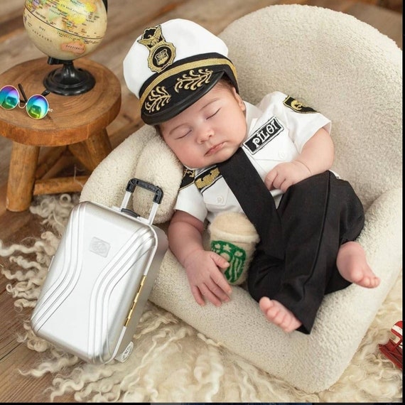 Personalized Modern Pilot Costume with Hat, Photography Props-Photo Shoot Props, Airforce Costume, Birthday Outfit,Halloween Kids Costume