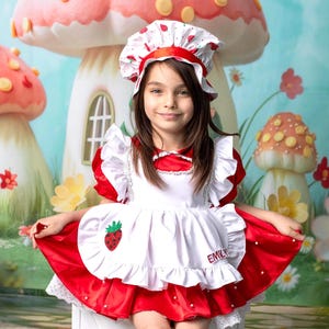 Strawberry Dress, Girl Strawberry Costume, First Birthday Dress, Baby Girl Birthday Outfit, Halloween Strawberry Costume, Baby Shower Gift