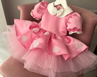 Rosa Tutu Kleid mit Tupfen: Erster Geburtstag Kleinkind Partykostüm