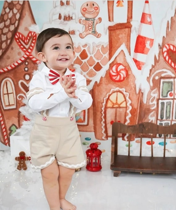 Toddler Gingerbread Costume, Boy Gingerbread Suit Christmas Costumes,Christmas Photo Shoot For Boys,New Year Consept for Infant