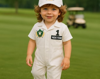 Conjunto de golf para niños: mono y gorra de algodón bordados - Disfraz de cumpleaños