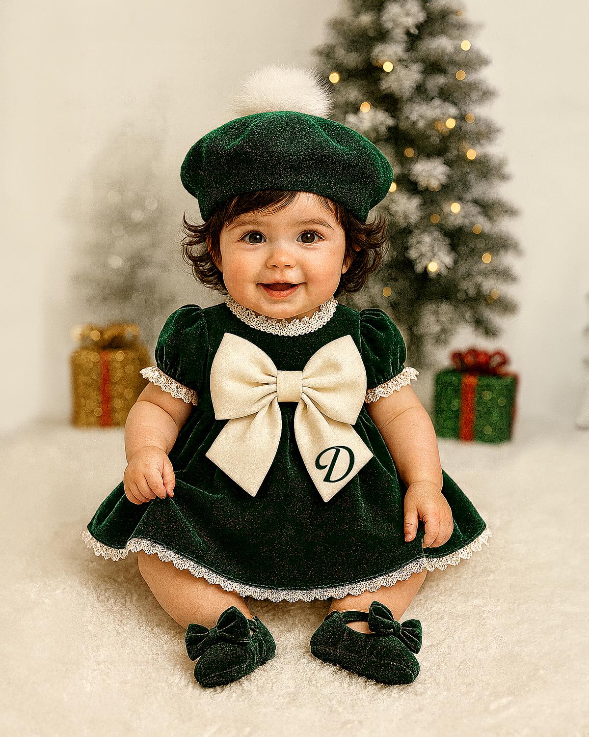 green emerald velvet dress Ribbed Forest Green Ultra Soft Knotted Baby Gown – Three Little Tots