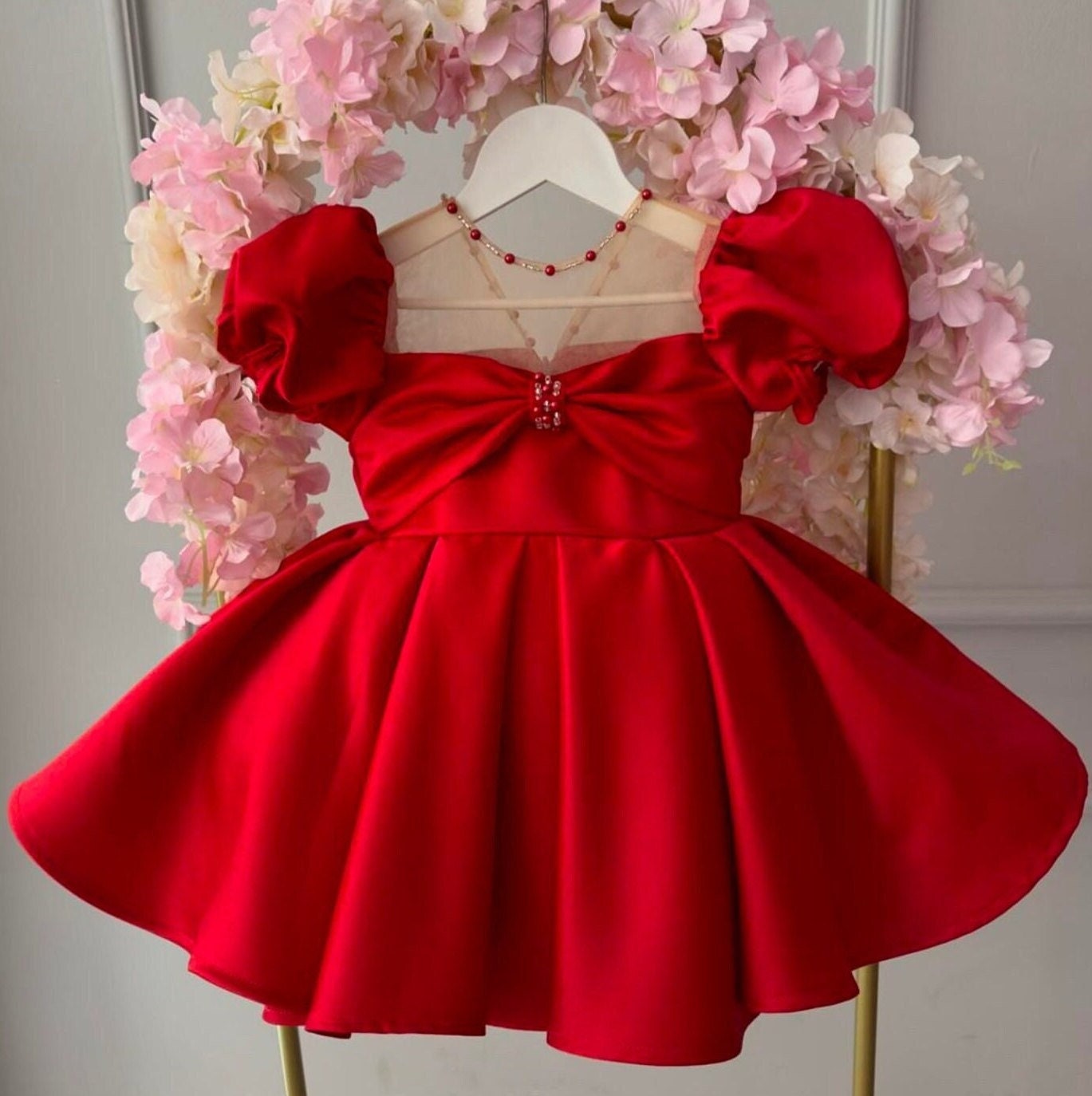 party dresses for 9 12 months Pink Floral Embroidered Tulle Party Dress