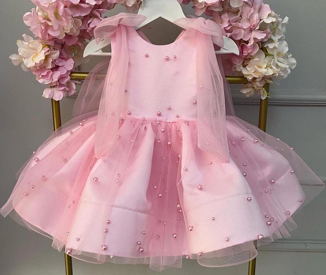 Pink Elegant Baby Girl Dress, First Birthday Tutu Dress, Special Occasion Dress, Toddler Birthday Outfit, Pagent Party Dress, Pink Dress
