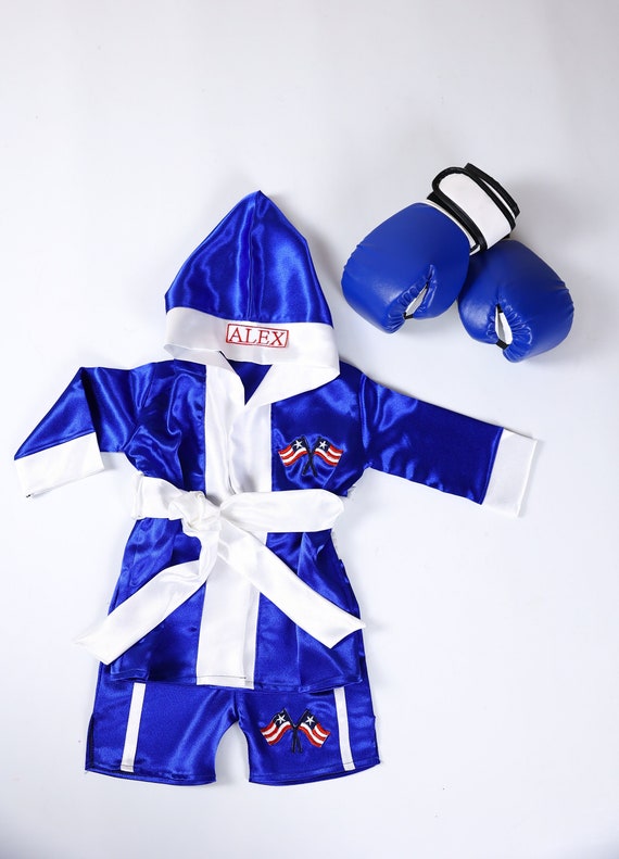 Personalized Boxing Costume for Martial Arts Kids,Kids Boxing Set Robe, Shorts, Baby Gloves,Newborn Photography,Baby Martial Arts