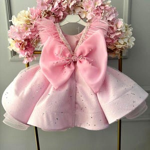 Light Pink First Birthday Sparkle Dress, Toddler Fancy Tutu Dress, Elegant Prom Dress, Pagent Dress, Pearl Wedding Dress, Special Occasion