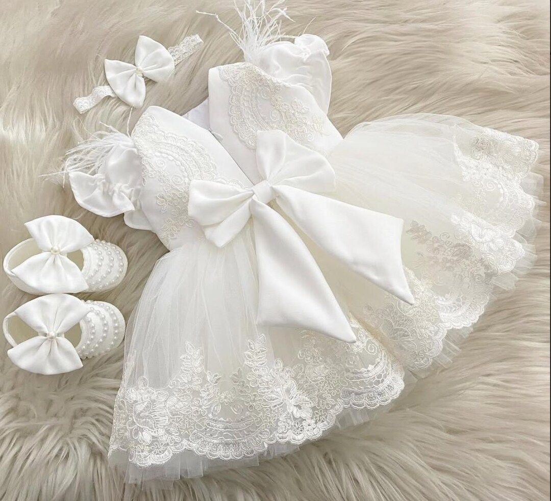 Angel Dress Baby Girl Sets, Baptism Dress for Baby, White