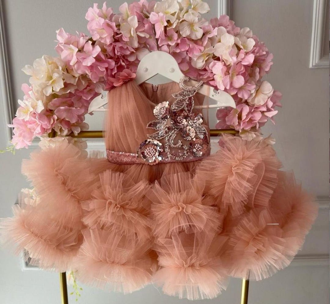 Princess Flower Girl Dress with Tulle and Bow Ruching