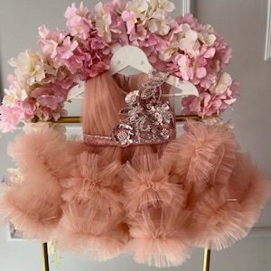 Schickes Mädchen Kleid, Blumenmädchen Kleid, Prinzessin Baby Kleid, erster Geburtstag geschwollenes Kleid, Kleinkind-Partykleid, Kleid für besondere Anlässe