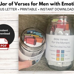 Men's DIY Jar of Verses for Every Emotion - Instant Download - Printable - Feelings - Do It Yourself