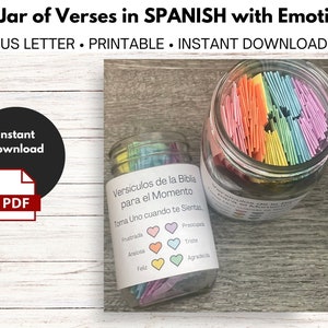 Spanish DIY Jar of Bible Verses for every Emotion - Christian - Instant Download - Printable - Feeling - Do It Yourself