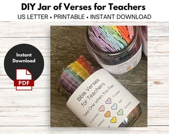 Teacher's DIY Jar of Bible Verses - Gift for Educator Appreciation - Emotions - Feelings - Instant Download - Printable - Do It Yourself