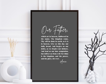 The Lord's Prayer Wall Art - Instant Download - Printable - Home Decor - Our Father - King James Version - KJV - Christian - Faith - Gift