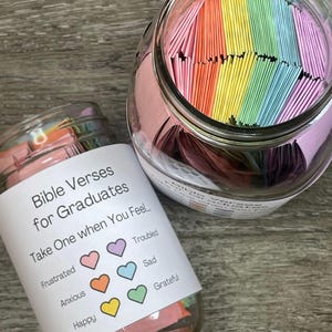 Christian Graduation Gift Graduate's DIY Jar of Bible Verses with Rainbow Emotions Printable Instant Download Print at Home US Letter and A4