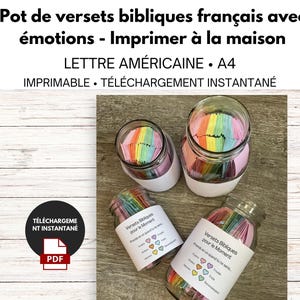 Pot de versets bibliques français avec sentiments. Imprimez à la maison. Lettre américaine et A4. Imprimable. Téléchargement instantané.
