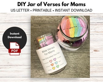 Mom's DIY Jar of Bible Verses - Mother's Day - Emotions - Feelings - Instant Download - Printable - Do It Yourself - Christian -Scripture