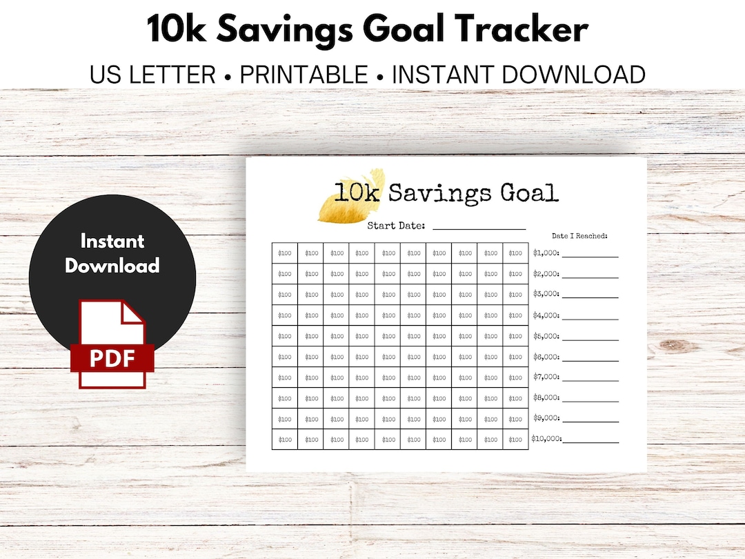 10k Savings Goal Tracker - Etsy