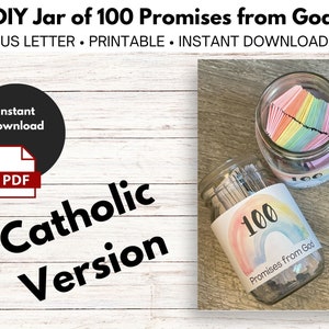 Pot de 100 promesses de Dieu - cadeau catholique - 100 écritures bibliques en édition catholique (RSVCE) version standard révisée - téléchargement immédiat