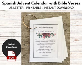 Calendario de Adviento con versículos bíblicos para adultos - Cuenta regresiva de Navidad - Descarga instantánea - Imprimible - Archivo digital