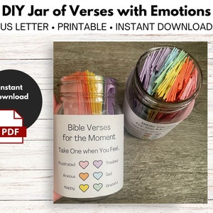 DIY Jar of Bible Verses for Emotions - Instant Download - Printable - Do It Yourself - Feelings