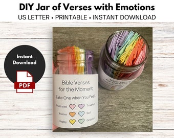 DIY Jar of Bible Verses for Emotions - Instant Download - Printable - Do It Yourself - Feelings