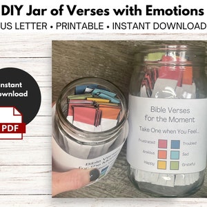 DIY Jar of Bible Verses for every Emotion or Feeling - Instant Download - Printable - Digital File - Do It Yourself