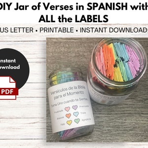 Frasco de versículos bíblicos con emociones para imprimir en casa - TODAS las etiquetas - 28 etiquetas diferentes - Sentimiento - Descarga instantánea - NVI