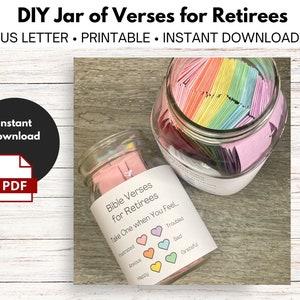 Pot de versets de la Bible à faire soi-même pour la retraite - Retraite - Cadeau pour retraité - Émotions - Sentiments - Téléchargement instantané - Imprimable - Faites-le vous-même