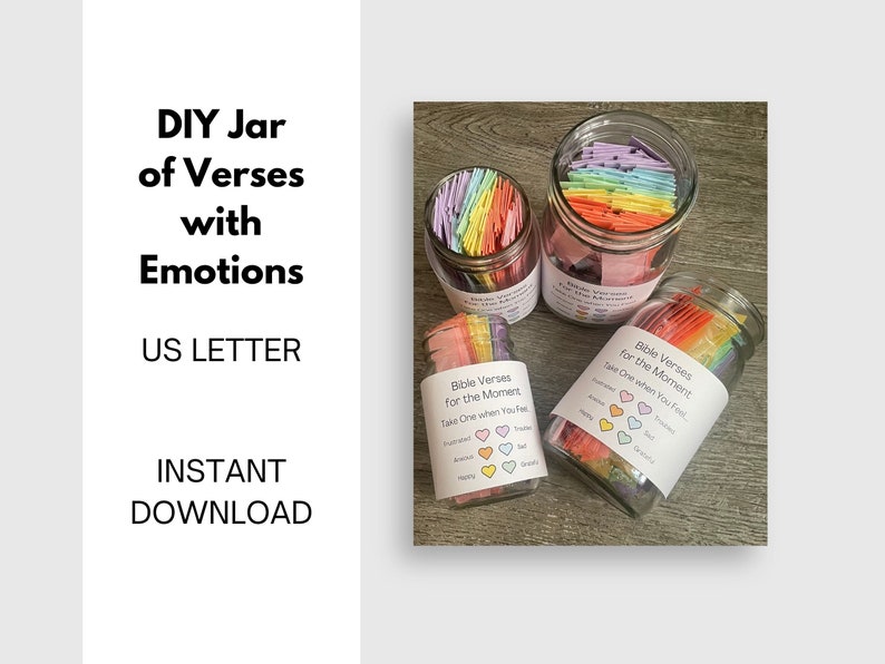 DIY Jar of Bible Verses for Emotions Instant Download Printable Do It Yourself Feelings image 3