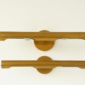 Handmade Raw Brass Picture Light - Mid Century Wall Sconce - Two Bulb Gallery Lighting