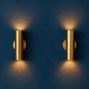Brushed Brass Cylinder Wall Sconce - Modern Minimalist Light Fixture