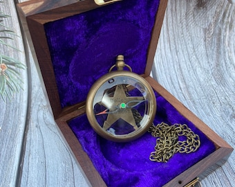 Vintage Brass Directional Gift Box Compass for Gift, Customized Box Compass with Personalized Gift Box for Anniversary, Valentines, Birthday