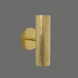 Perforated Brass Cylinder Wall Sconce – Modern Minimalist Lighting Fixture Mid century design Sconces customize wall sconce Dual Light