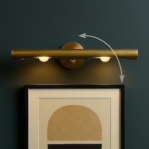 Raw Brass Picture Wall Light with two bulbs projection , mid century lighting , Brass Wall Sconce , Brass Fixture lampada da quadro