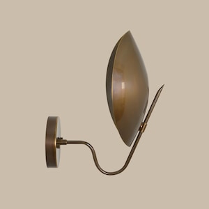 One Piece Brass Patina Curved shade , Elegant Wall Sconce , Mid century modern wall sconce , Italian wall Sconce , Lightings for Christmas