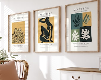 Matisse Wall Art Prints, Abstract Wall Decor Poster, Henri Matisse Set of 3, Modern Gallery Art, Home Wall Design, Wall Art Living Room
