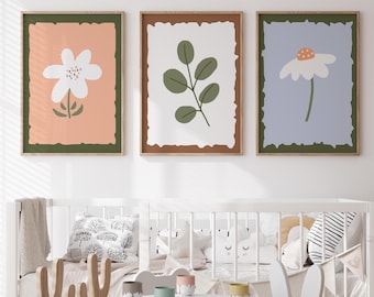 Floral Nursery Prints: Boho Flower Wall Art (Digital Download)