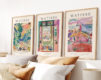 Matisse Wall Art Set, Landscape Painting Prints, Henri Matisse Posters, Matisse Abstract Painting, Vintage Gallery Set of 3, Open Window
