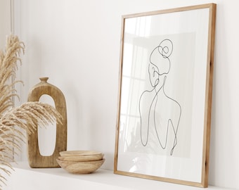 Woman Line Drawing Art Print, Female Body Silhouette Poster, Minimalist Line Wall Art, Modern Art Print, Feminist Poster, Digital Download