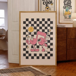 Retro Music Wall Art, Retro Style Prints, Funky Art Poster, Trendy Poster, Printable Home Decor, Retro Dorm Art, Bedroom Wall Decor